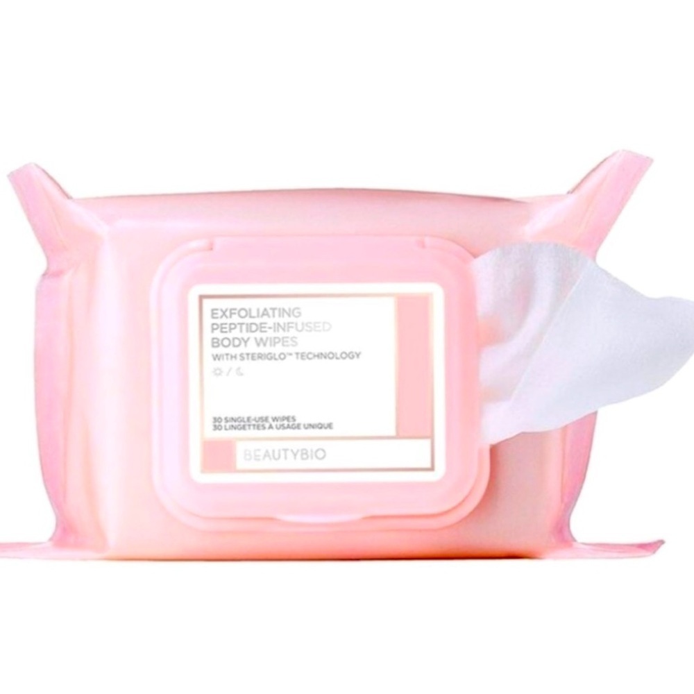BeautyBio Exfoliating Body Wipes with Anti-Aging Peptides makeup wipes 30/pk NEW